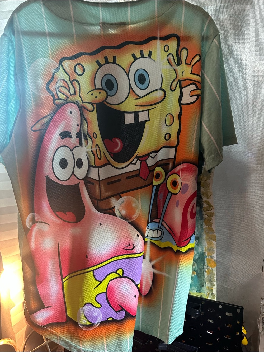 Nickelodeon SpongeBob & Patrick Graphic Jersey in Yellow, Pink, Teal